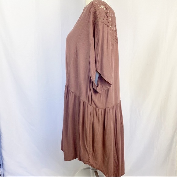 Torrid Lace Inset Purple Button Down Empire Top - Picture 3 of 6